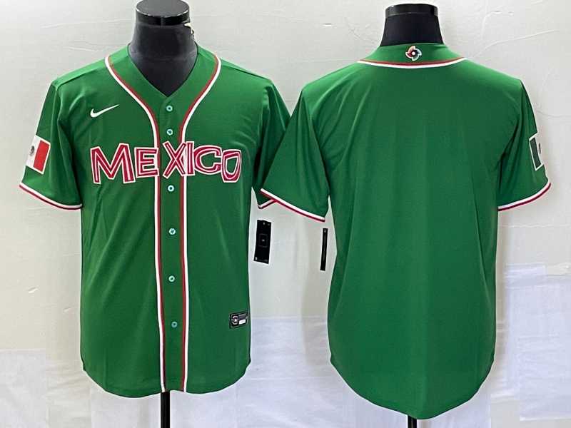 Men's Mexico Baseball Blank Green 2023 World Baseball Classic Stitched Jersey